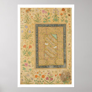 Calligrafie door de Iraanse meester Ali al-Mashhad Poster