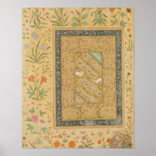 Calligrafie door de Iraanse meester Ali al-Mashhad Poster