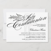 Calligrafie Dove en Cross First Heilige Communie Kaart (Voorkant)