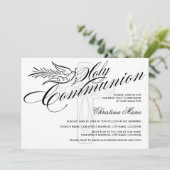 Calligrafie Dove en Cross First Heilige Communie Kaart (Staand voorkant)