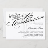 Calligrafie Dove en Cross First Heilige Communie Kaart (Voorkant)