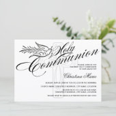 Calligrafie Dove en Cross First Heilige Communie Kaart (Staand voorkant)