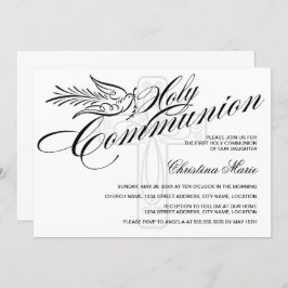 Calligrafie Dove en Cross First Heilige Communie Kaart