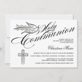 Calligrafie Dove en Cross First Heilige Communie Kaart (Voorkant)