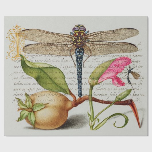 Calligrafie (Dragonfly, anjers en peren) Cadeaupapier (Vlak)
