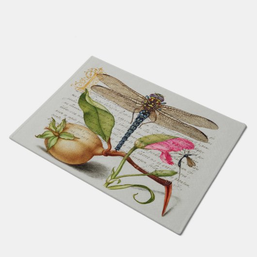 Calligrafie (Dragonfly, anjers en peren) Deurmat (Schuin)