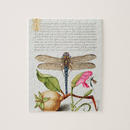 Calligrafie (Dragonfly, anjers en peren) Legpuzzel (Verticaal)
