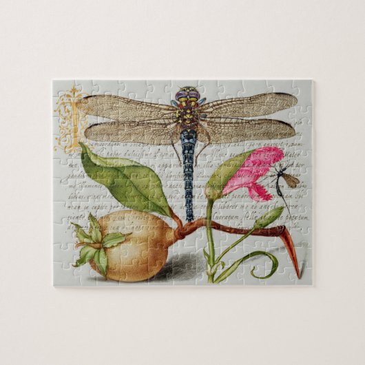 Calligrafie (Dragonfly, anjers en peren) Legpuzzel (Horizontaal)