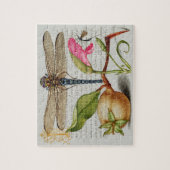 Calligrafie (Dragonfly, anjers en peren) Legpuzzel (Verticaal)