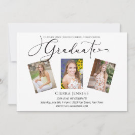 Calligrafie Drie Foto White Graduparty Kaart