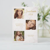 Calligrafie Drie Foto's Afstuderen Aankondiging (Staand voorkant)