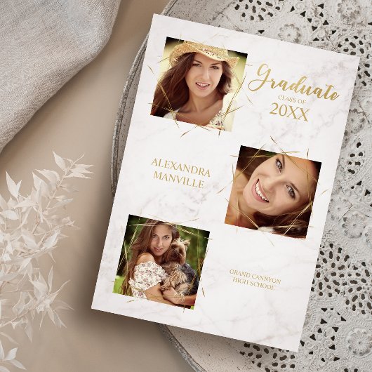 Calligrafie Drie Foto's Afstuderen Aankondiging