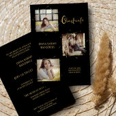 Calligrafie Drie Foto's Afstuderen Uitnodiging