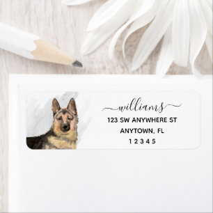 Calligrafie Duits Shepherd Dog Return Address Etiket