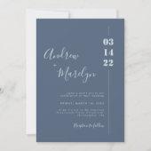 Calligrafie Dusty Blue en Gray Photo Wedding Kaart (Voorkant)