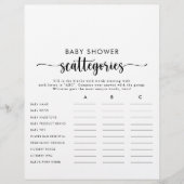 Calligrafie Eenvoudig Baby shower Scatories Game (Voorkant)