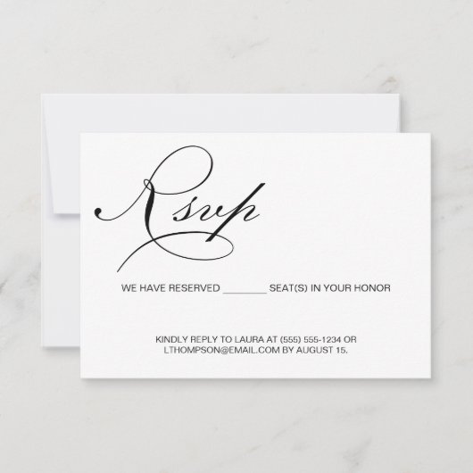 Calligrafie Eenvoudig script reserveringsbudget vo RSVP Kaartje (Voorkant)