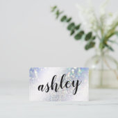 Calligrafie Eenvoudige Iridescent Holographic Shim Visitekaartje (Staand voorkant)