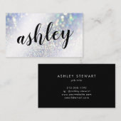 Calligrafie Eenvoudige Iridescent Holographic Shim Visitekaartje (Voorkant / Achterkant)