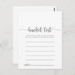 Calligrafie Eenvoudige Silver Bucket List-kaarten Briefkaart<br><div class="desc">Deze kalligrafie eenvoudige zilveren emmer lijst kaarten zijn de perfecte activiteit voor een rustieke bruiloft receptie of vrijgezellenfeest. Het eenvoudige en elegante ontwerp is voorzien van klassieke en fancy script typografie in zilver. Verander de formulering om aan te passen aan elke levensevenement. Bucket list teken wordt apart verkocht.</div>