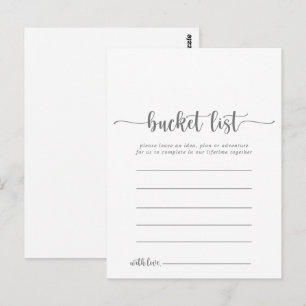 Calligrafie Eenvoudige Silver Bucket List-kaarten Briefkaart