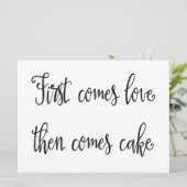 Calligrafie | "Eerst komt liefde dan taart" Kaart (Staand voorkant)