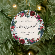 Calligrafie Eerste Kerstfeest Gehuwde winter Flora