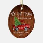 Calligrafie Eerste Kerstkerst Nieuw thuisbiljet Keramisch Ornament (Rechts)