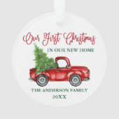 Calligrafie Eerste Kerstkerst Nieuwe Red Home Truc Ornament (achterkant)