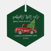 Calligrafie Eerste Kerstmis Nieuwe Thuiswagen Groe Glas Ornament (Achterkant)