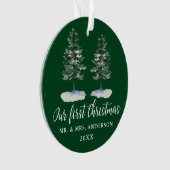 Calligrafie Eerste Kerstmis Waterverf Twee Pijnen Ornament (voorkant)