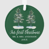 Calligrafie Eerste Kerstmis Waterverf Twee Pijnen Ornament (achterkant)