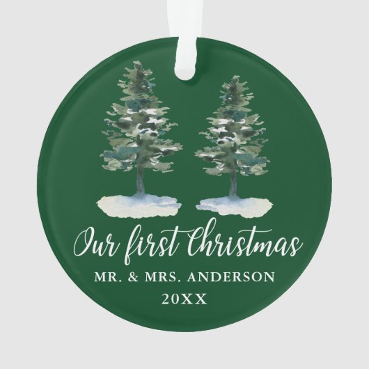 Calligrafie Eerste Kerstmis Waterverf Twee Pijnen Ornament (achterkant)