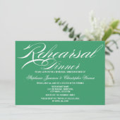 Calligrafie Elegance Green Rehearsal Dinner Kaart (Staand voorkant)