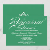 Calligrafie Elegance Green Rehearsal Dinner Kaart (Voorkant / Achterkant)
