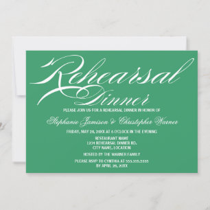 Calligrafie Elegance Green Rehearsal Dinner Kaart