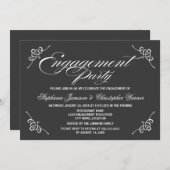 Calligrafie Elegance Grey Engagement Party Kaart (Voorkant / Achterkant)