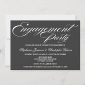Calligrafie Elegance Grey Engagement Party Kaart (Voorkant)