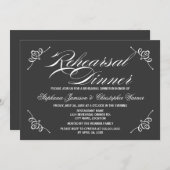 Calligrafie Elegance Grey Rehearsal Dinner Kaart (Voorkant / Achterkant)