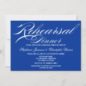 Calligrafie Elegance Royal Blue Rehearsal Dinner Kaart (Voorkant)