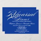 Calligrafie Elegance Royal Blue Rehearsal Dinner Kaart (Voorkant / Achterkant)