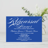 Calligrafie Elegance Royal Blue Rehearsal Dinner Kaart (Staand voorkant)