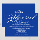 Calligrafie Elegance Royal Blue Rehearsal Dinner Kaart (Voorkant / Achterkant)