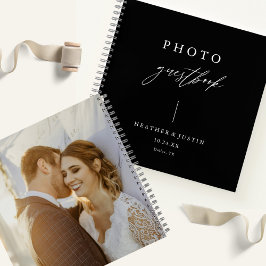 Calligrafie Elegant Black Wedding Photo Guestbook Notitieboek