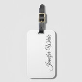 Calligrafie Elegant Black & White Bold Retro Bagagelabel (Voorkant (verticaal))