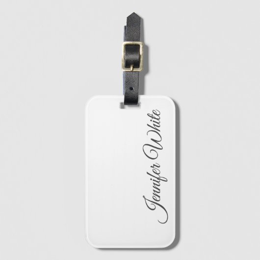Calligrafie Elegant Black & White Bold Retro Bagagelabel (Voorkant (verticaal))