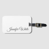 Calligrafie Elegant Black & White Bold Retro Bagagelabel (Voorkant (horizontaal))