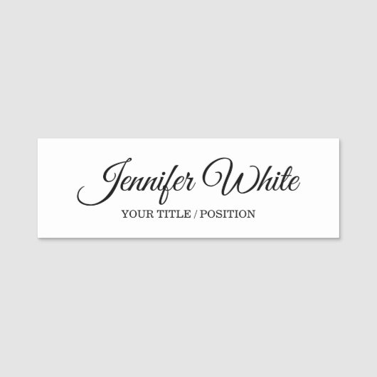 Calligrafie Elegant Black & White Bold Retro Naamplaatje (Voorkant)