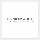 Calligrafie Elegant Black & White Bold Retro Vierkante Sticker (Voorkant)