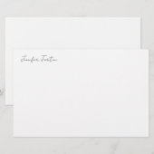 Calligrafie Elegant Black & White Plain Simple Briefpapier (Voorkant / Achterkant)